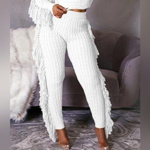 NWOT Hot & Delicious Solid Tassel Cable Knit Pants